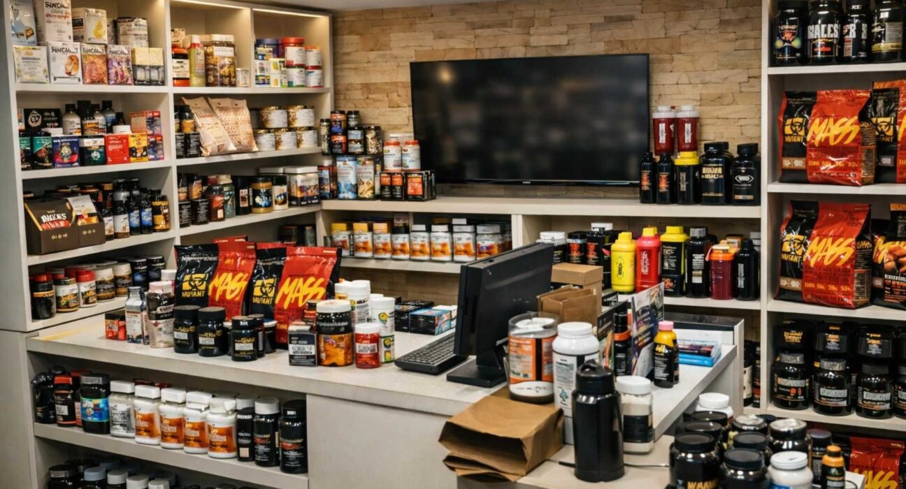 Sklep stacjonarny z suplementami i odżywkami – ekspozycja produktów w Centrum Odżywek