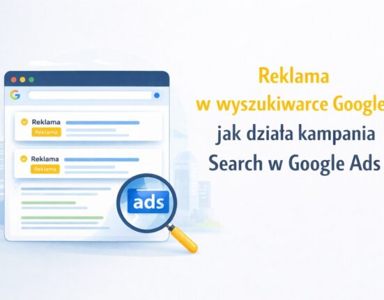 Okładka artykułu o reklamie w wyszukiwarce Google i kampanii Search w Google Ads